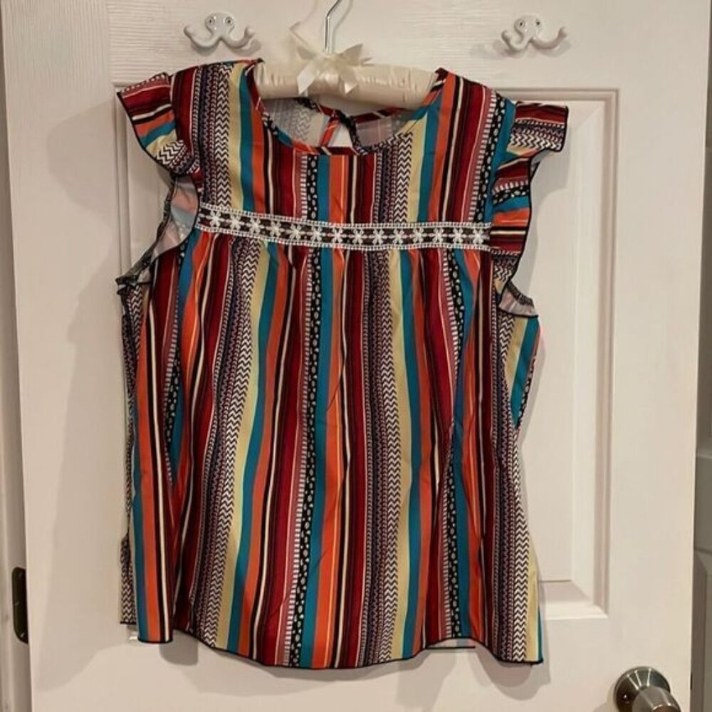 Colorful polyester striped top ❤️